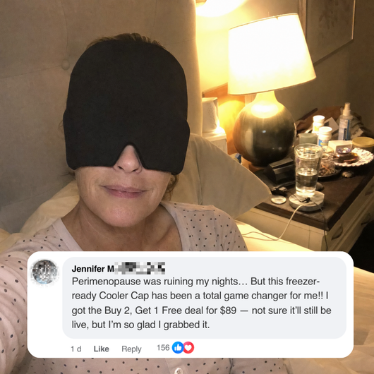 Facebook review — Jennifer M., cooling cap game changer for perimenopause nights